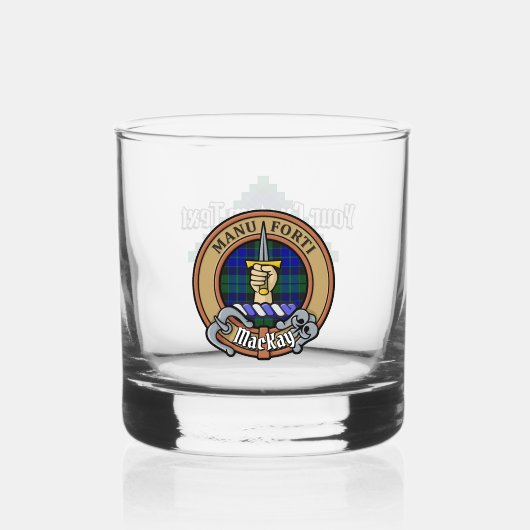 Clan MacKay Wappen über Tartan Whiskyglas (Vorderseite)