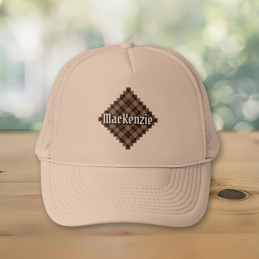 Clan MacKenzie Hunting Brown Tartan Trucker Hat Truckerkappe