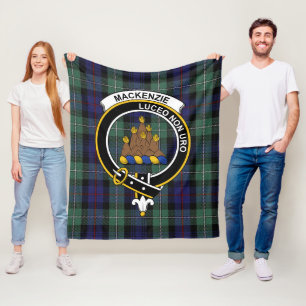 Clan MacKenzie Modern Blue Tartan Kariert Fleecedecke