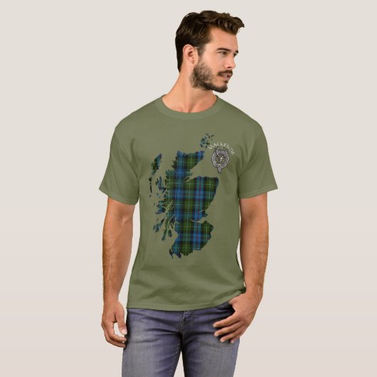 Clan MacKenzie Tartan Map & Wappen T-Shirt (Vorne ganz)
