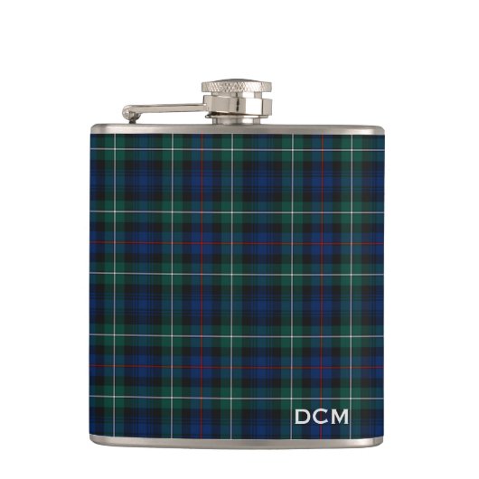 Clan Mackenzie Tartan Monogram Flachmann (Vorderseite)