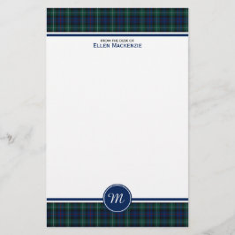 Clan Mackenzie Tartan Monogram Stationery Briefpapier