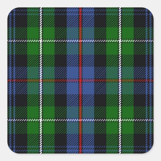 Clan MacKenzie Tartan Quadratischer Aufkleber (Vorderseite)