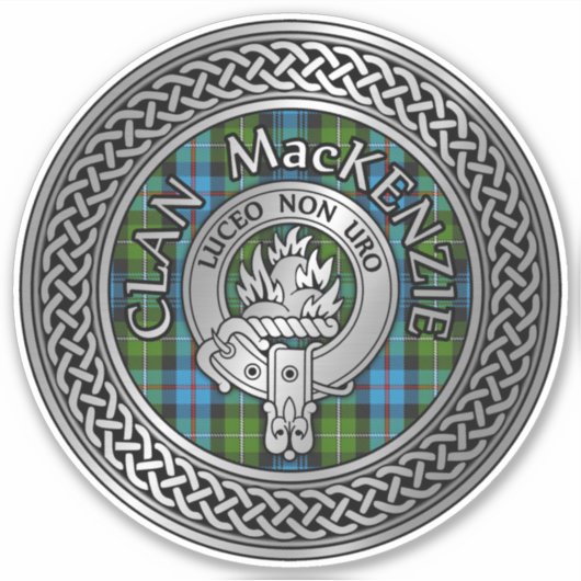 Clan MacKenzie Wappen & Tartan Knot Aufkleber (Vorderseite)