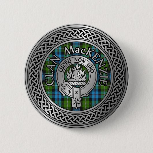 Clan MacKenzie Wappen & Tartan Knot Button (Vorderseite)
