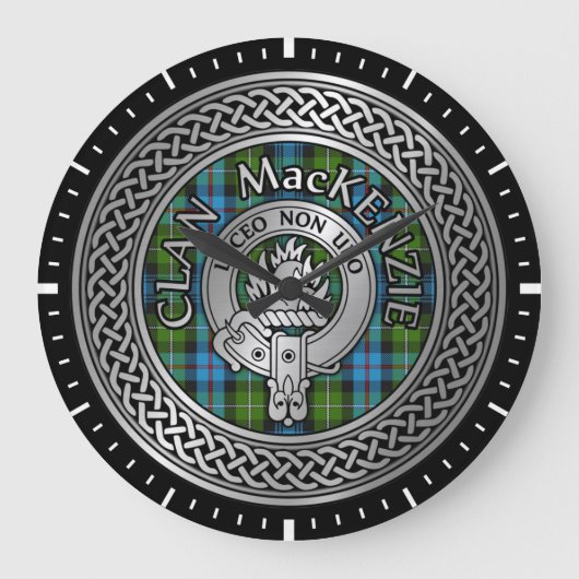 Clan MacKenzie Wappen & Tartan Knot Große Wanduhr (Vorderseite)