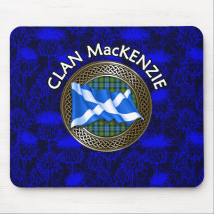 Clan MacKenzie Wappen & Tartan Knot on Thistle Mousepad