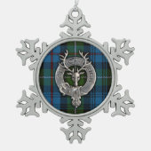 Clan MacKenzie Wappen & Tartan Schneeflocken Zinn-Ornament (Vorderseite)