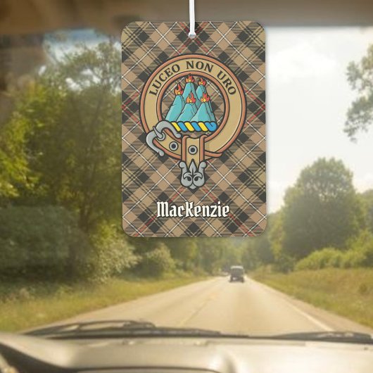Clan MacKenzie Wappen über Brown Hunting Tartan Autolufterfrischer
