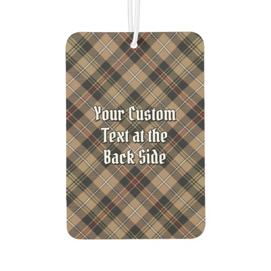 Clan MacKenzie Wappen über Brown Hunting Tartan Autolufterfrischer (Rückseite)