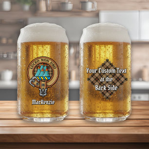 Clan MacKenzie Wappen über Brown Hunting Tartan Dosenglas