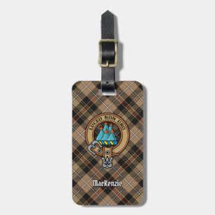 Clan MacKenzie Wappen über Brown Hunting Tartan Gepäckanhänger