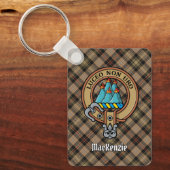Clan MacKenzie Wappen über Brown Hunting Tartan Schlüsselanhänger (Vorderseite)