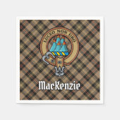 Clan MacKenzie Wappen über Brown Hunting Tartan Serviette (Vorderseite)