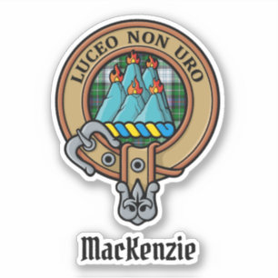 Clan MacKenzie Wappen über Dress Tartan Aufkleber