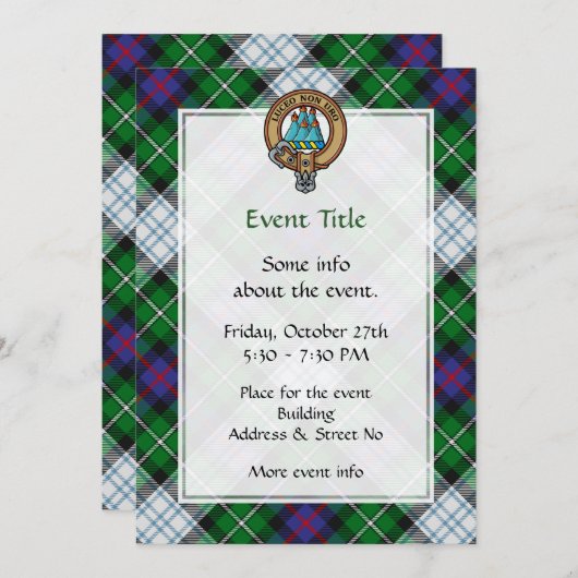 Clan MacKenzie Wappen über Dress Tartan Einladung (Vorne/Hinten)