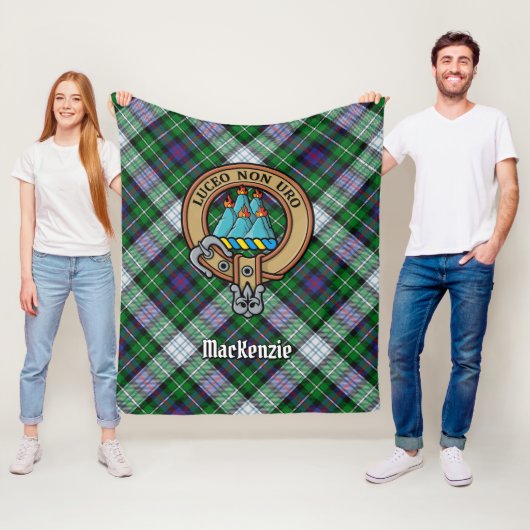 Clan MacKenzie Wappen über Dress Tartan Fleecedecke (Beispiel)