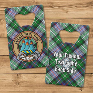 Clan MacKenzie Wappen über Dress Tartan Geldbeutel Flaschenöffner