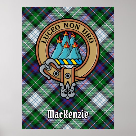 Clan MacKenzie Wappen über Dress Tartan Poster (Vorne)