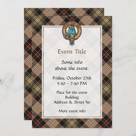 Clan MacKenzie Wappen über Jagd Tartan Einladung (Vorne/Hinten)