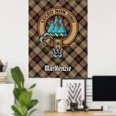 Clan MacKenzie Wappen über Jagd Tartan Poster (Heimbüro)