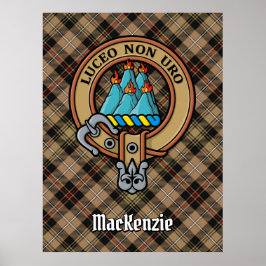 Clan MacKenzie Wappen über Jagd Tartan Poster