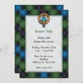 Clan MacKenzie Wappen über Tartan Einladung (Vorne/Hinten)