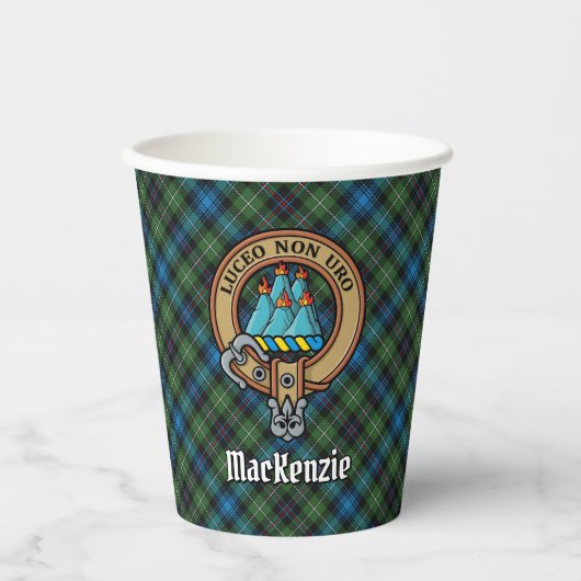 Clan MacKenzie Wappen über Tartan Paper Cups Pappbecher (Vorderseite)