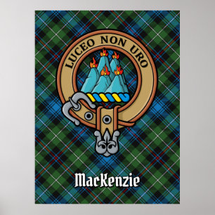 Clan MacKenzie Wappen über Tartan Poster
