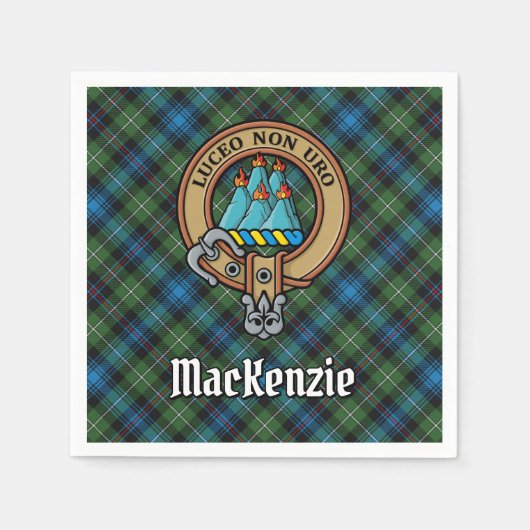 Clan MacKenzie Wappen über Tartan Serviette (Vorderseite)