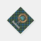 Clan MacKenzie Wappen über Tartan Serviette (Ecke)