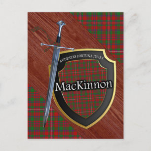 Clan MacKinnon Tartan Sword & Shield Postkarte