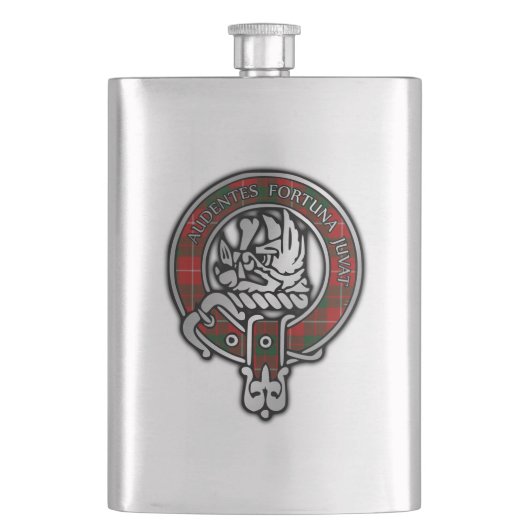 Clan MacKinnon Wappen & Tartan Flachmann (Vorderseite)