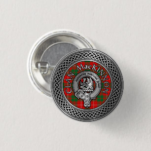 Clan MacKinnon Wappen & Tartan Knot Button