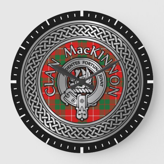Clan MacKinnon Wappen & Tartan Knot Large Clock Große Wanduhr (Vorderseite)
