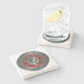 Clan MacKinnon Wappen & Tartan Knot Stone Unterset Steinuntersetzer (Seitenansicht)