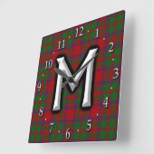 Clan MacKintosh MacIntosh Letter M Monogram Tartan Quadratische Wanduhr (Winkel)