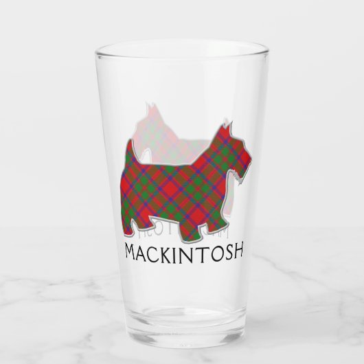 Clan MacKintosh Tartan Scottie Dog Glas (Rückseite)