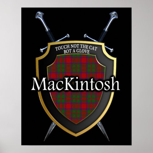 Clan MacKintosh Tartan Scottish Shield & Schwerter Poster (Vorne)