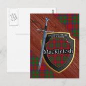 Clan MacKintosh Tartan Sword & Shield Postkarte (Vorne/Hinten)