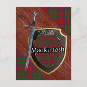 Clan MacKintosh Tartan Sword & Shield Postkarte