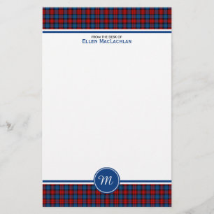 Clan MacLachlan Tartan-rotes und blaues kariertes Briefpapier