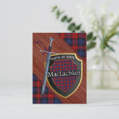 Clan MacLachlan Tartan Sword & Shield Postkarte (Stehend Vorderseite)