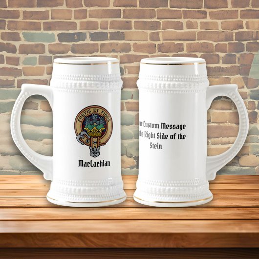 Clan MacLachlan Wappen über Tartan Bierglas