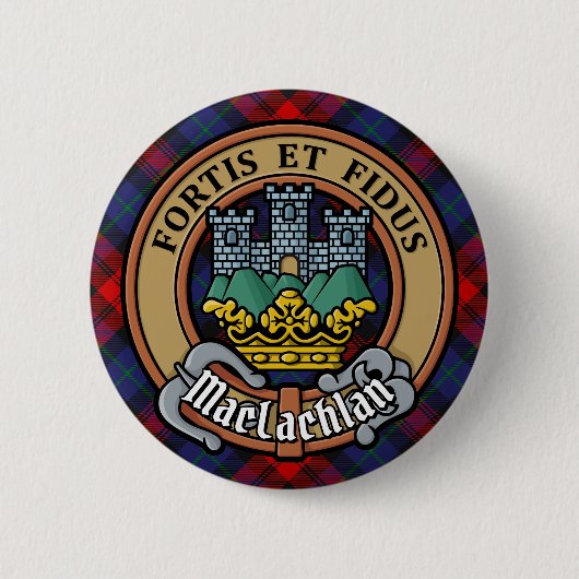 Clan MacLachlan Wappen über Tartan Button (Vorderseite)