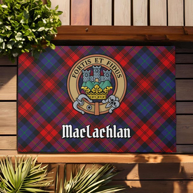 Clan MacLachlan Wappen über Tartan Fußmatte (Von Creator hochgeladen)