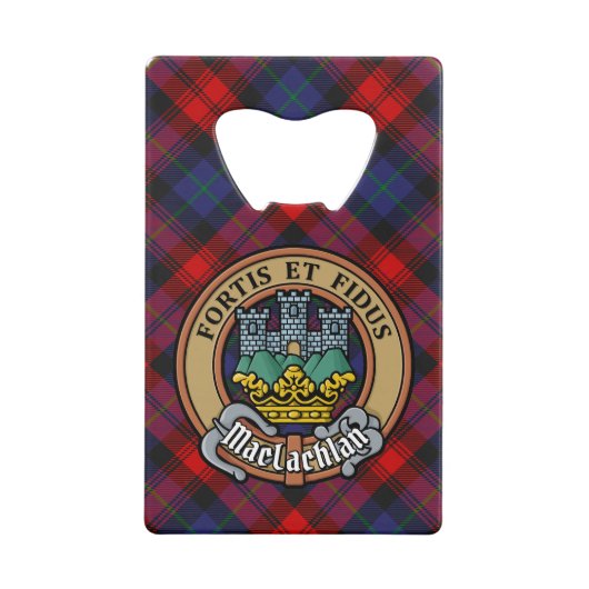 Clan MacLachlan Wappen über Tartan Geldbeutel Flaschenöffner (Vorderseite)