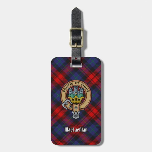 Clan MacLachlan Wappen über Tartan Gepäckanhänger (Vorderseite vertikal)