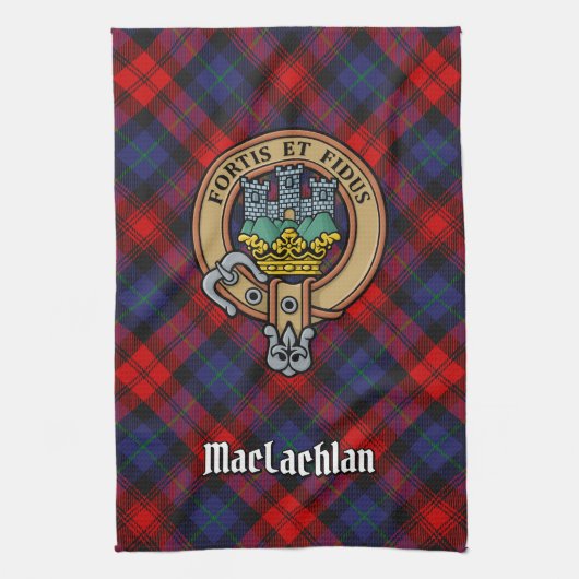 Clan MacLachlan Wappen über Tartan Geschirrtuch (Vertikal)