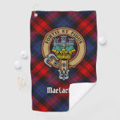 Clan MacLachlan Wappen über Tartan Golfhandtuch (Insitu)